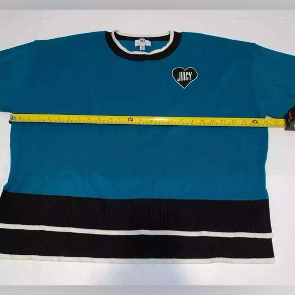 JUICY by Juicy couture heart crewneck long sleeve pullover sweater xxl turquoise - Picture 7 of 9